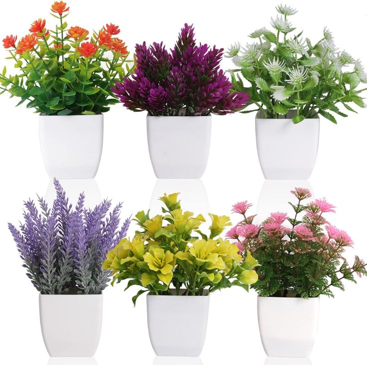 Set of 6 Unique Artificial Flower Pots