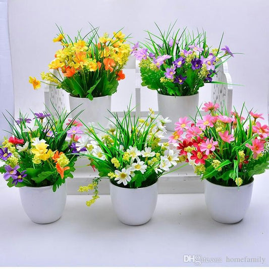 Set of 5 Unique Artificial Flower Pots